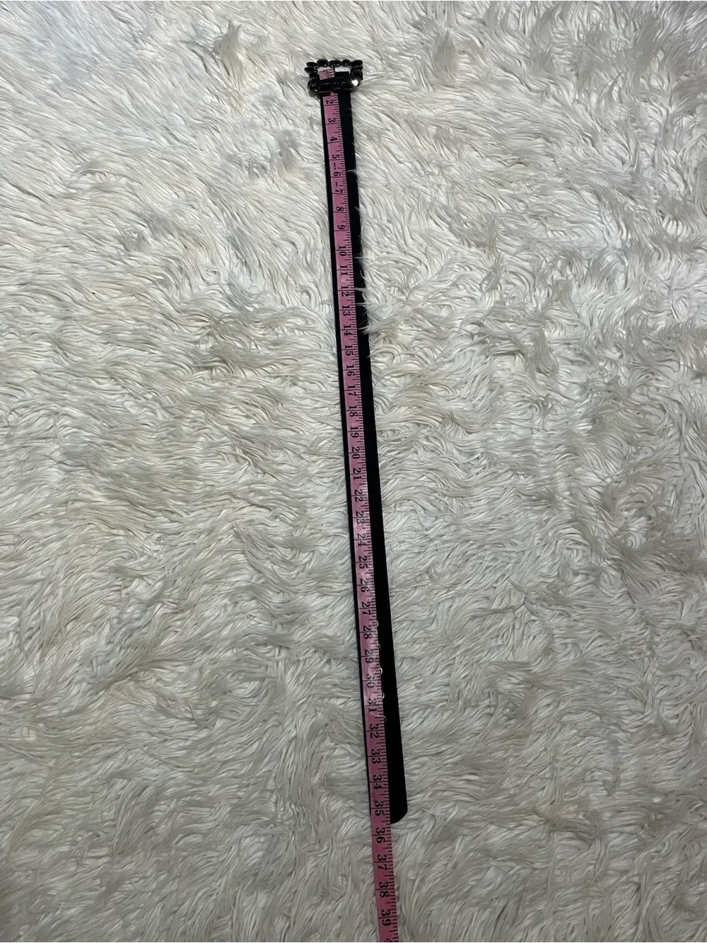 St. John Black Grosgrain Ribbon Embellished Black Rhinestone Square Buckle Belt